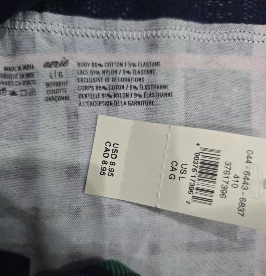 Boybrief Aerie de encaje a cuadros azul talla L nuevo con etiquetas Foto 2 de 3