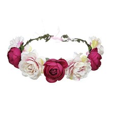 Red Hair 38cm Hair Flower Crown Hair Accessories Delicate For Party Photoshoot E
