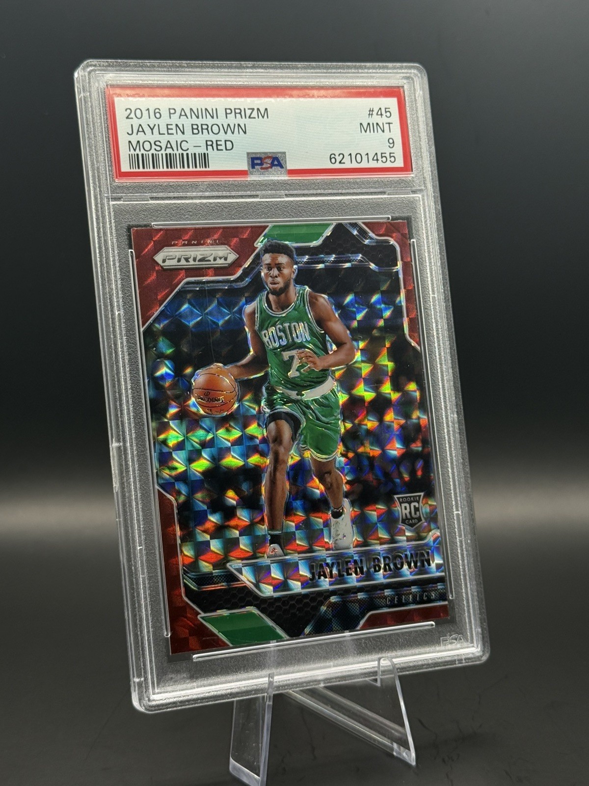 2016-17 Panini Prizm Mosaic Red #45 JAYLEN BROWN Red Prizm Rookie RC PSA 9