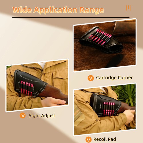 Tourbon Leather Recoil Pad Rifle Cheek Rest Gun 30-06 Ammo Holds Buttstock Cover - Picture 6 of 24