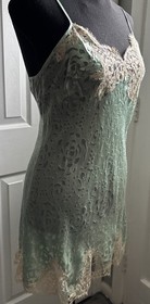 Lise Charmel Lt Green Floral Burnout Slip Dress Beige Lace Glamour Lingerie L