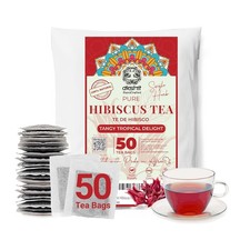 50 Organic Hibiscus Tea Bags, 100 Pure Dried Hibiscus Flower Tea, Te De Hibisco