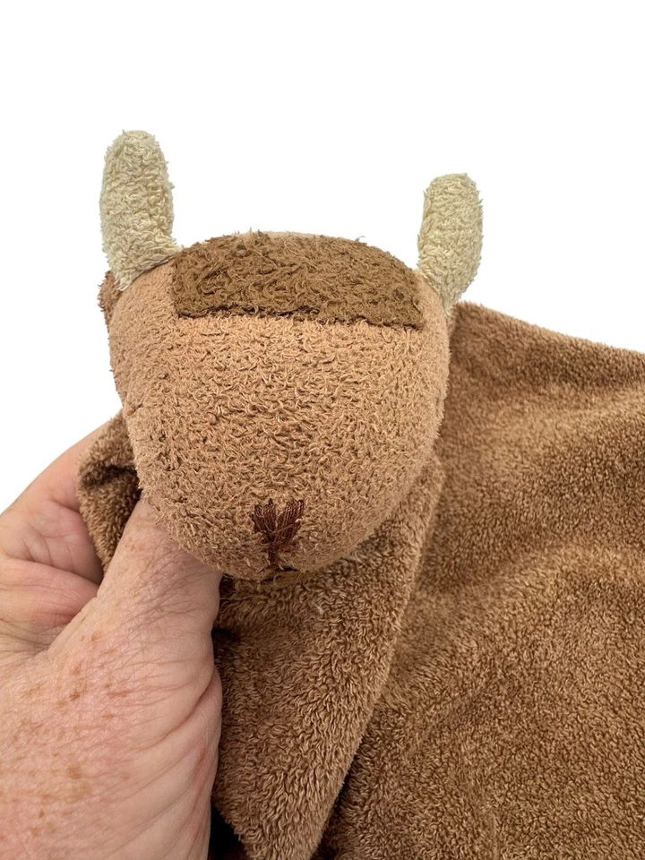 Angel Dear Brown Peluche Buffalo Bull Bisonte Lovey Manta de Seguridad Esquinas Anudadas Foto 2 de 4