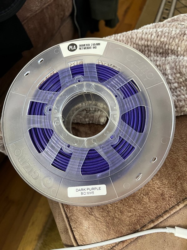 PolyLite PLA 3D Printing Filament. 2.85mm Diameter. Color - Purple. Used.