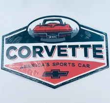 Embossed Metal CORVETTE Sign AMERICA'S SPORTS CAR "MY VETTE" - Brand New 16"x11"