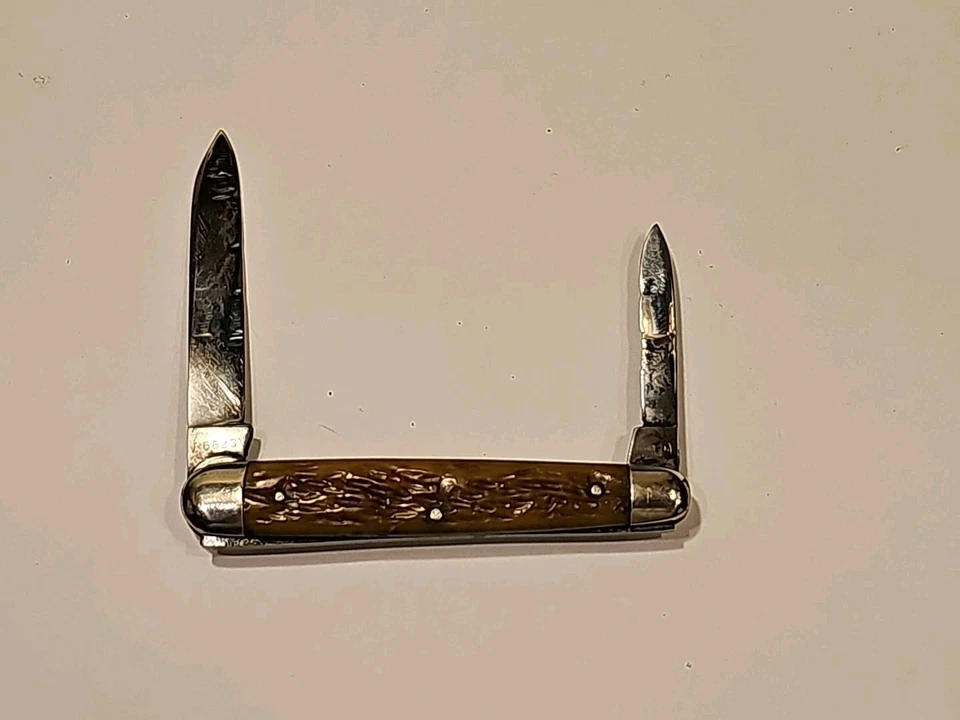 Cuchillo vintage con mango de hueso de 2 hojas REMINGTON UMC R6623 de los años 20-30. Gran Snap Foto 4 de 4