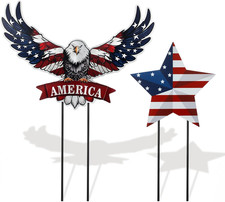 2Pcs 4Th of July Metal Decorations for Outdoor Patriotic Memorial Day Garden Yar