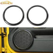 Interior Door Speaker Trim Cover Overlay For Chevy Camaro 12-15 Carbon Fiber ABS