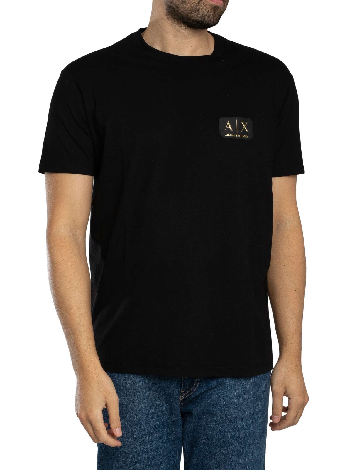 Armani Exchange Chest Logo T-Shirt, Black/Gold - L