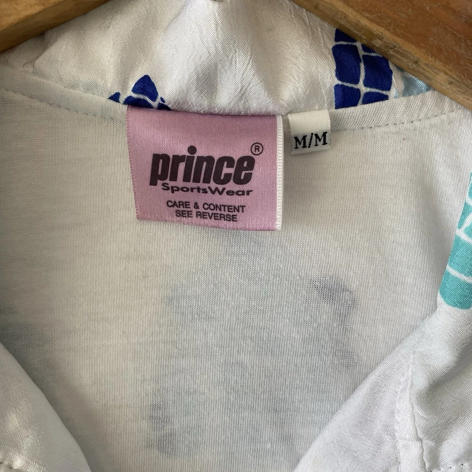 Prince 2 Pcs Set Tracksuit Tennis Jacket Pants green /white Floral M FullZip Vtg - Image 3 of 4