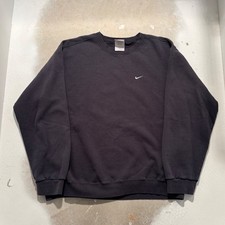 Nike Vintage Silver Tag Embroidered Swoosh Crewneck Sweatshirt Black Mens Large