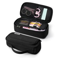 Large Pencil Case for Girls and Boys, Aesthetic Pencil Case Organizer 02. Black