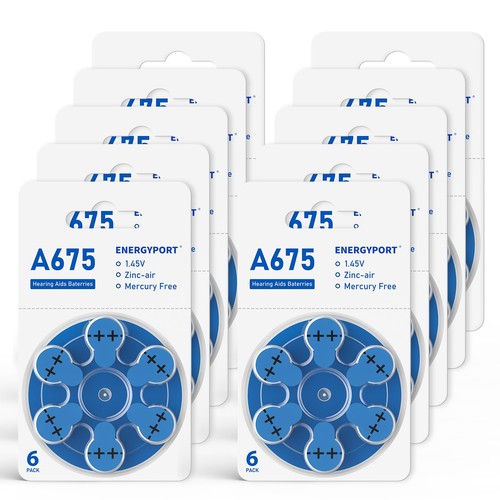 ENERGYPORT Size 675 Zinc Air 1.45V MERCURY FREE Hearing Aid Batteries ...