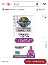 Garden of Life Feminine pH Daily Care Probiotic 40 Billion CFU 30 Exp1/27 NEW