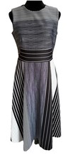 Calvin Klein Dress Women's 4 Black White Stripe Nautical Classic Elegant Event