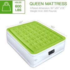 YENING Queen Size Air Mattress with Built in Pump Raised Inflatable Bed Gray/Blu