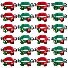Remuuly 24 Pcs Christmas Band Wrist Bells Bracelets Adjustable, 2 Colors
