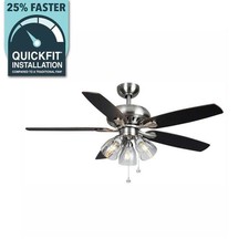 Rockport 52 in. Indoor LED Brushed Nickel Ceiling Fan with Light Kit, Downrod, a