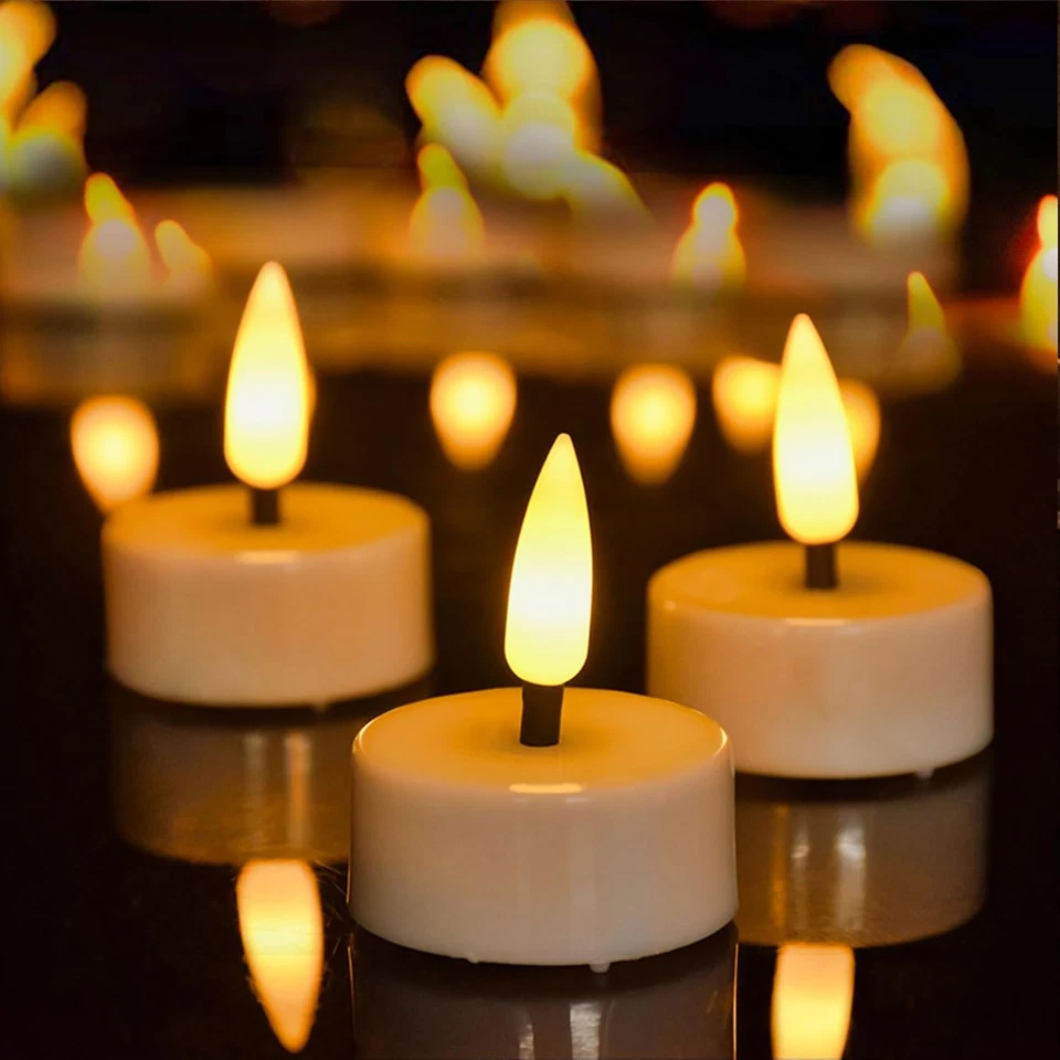 LED Tea Light Candles with Timer Flickering Flame 12Pcs Battery Operated Realist - Image 3 of 4