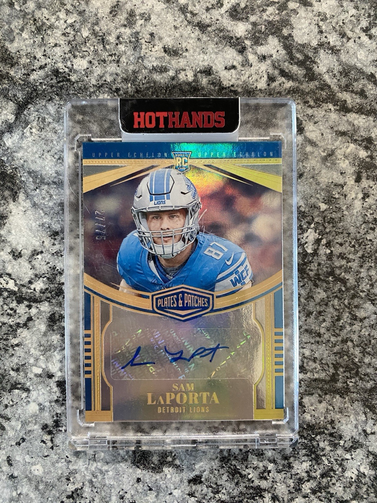 Sam LaPorta Panini Plates & Patches Rookie Upper Echelon Autographs #UE9 Gold