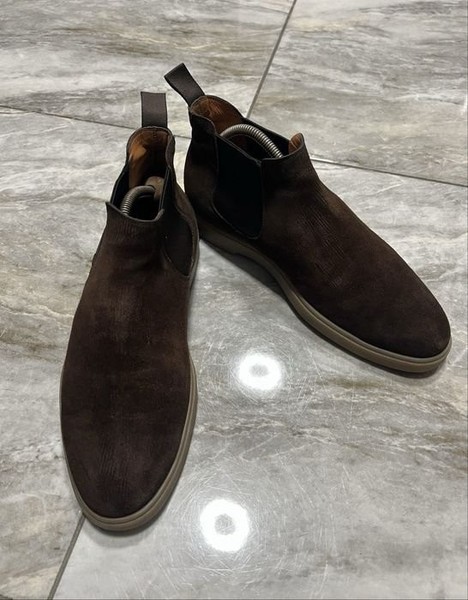 Men Santoni Boots Dark Brown Suede 42.5