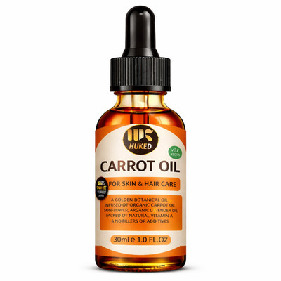 Huked Karottenöl 30ml | Vitamin A Haut- & Haaröl | Glanz & Weichheit | Hergestellt in Großbritannien