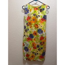 Vintage Best Hawaiian zACUTO Floral Shift Dress Sleeveless Knee Length Size 6
