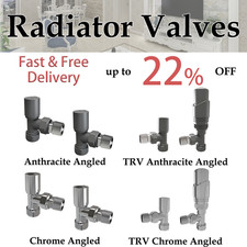 Thermostatic Angled Radiator Valves TRV Manual Traditional Pair 15mm x 1/2" UK