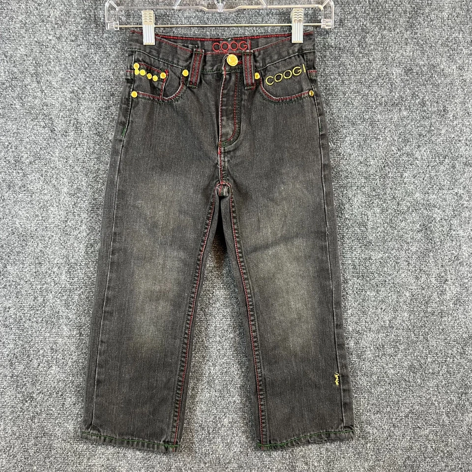 Jeans jeans COOGI masculino bordado preto colorido tamanho 5 *falha menor - Imagem 4 de 4