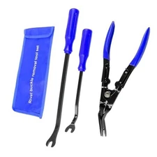 3 PCS Auto Clip Pliers Set and Fastener Remover, Car Trim Removal Tool Pry Blue