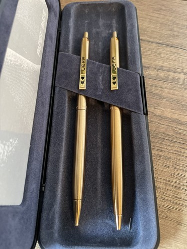 Rare UEFA Paper Mate Double Heart Gold Finish Powerpoint Ballpoint Pen Pencil - Picture 4 of 9