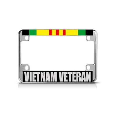 VIETNAM VETERAN RED GREEN Black Metal Bike Motorcycle License Plate Frame Tag