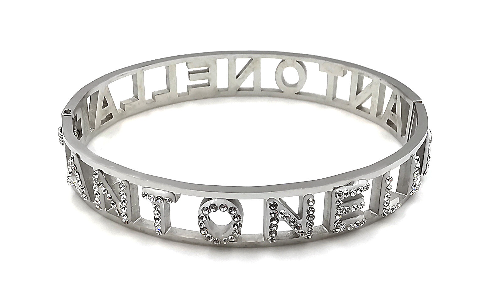 Bracciale da donna rigido con nome in acciaio inox zirconi braccialetto manetta - Foto 41 di 350