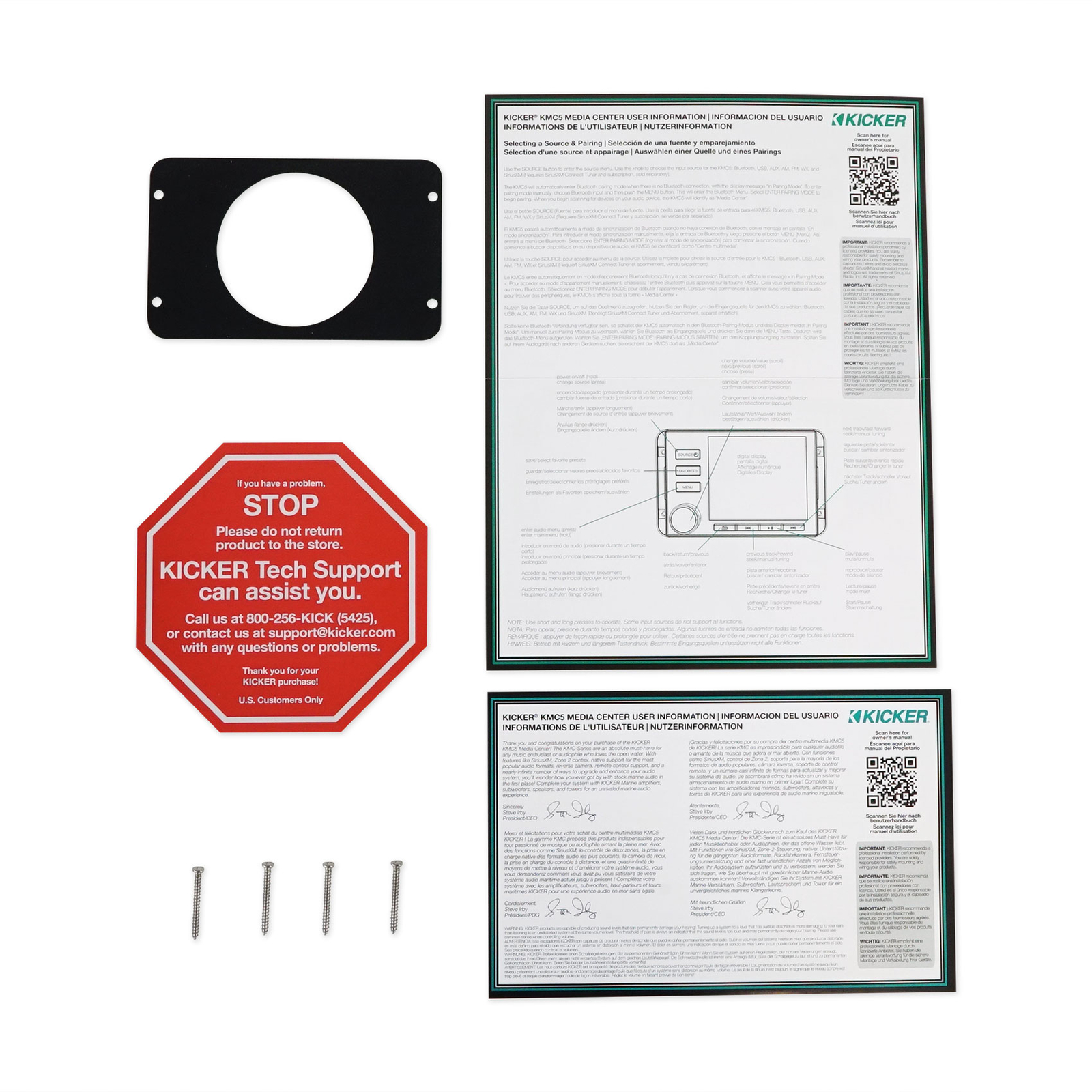 Приемник Kicker 46KMC5 Marine 3 с поддержкой Bluetooth AM FM Sirius Ready Цифровой пульт дистанционного управления