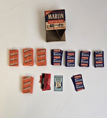 Vintage Lot Of Double Edge Razor Blades Marlin, Durex And Gillette. 85 Total 