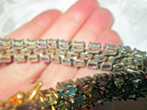 VINTAGE STERLING 925 THAIL FRUIT SALAD PASTEL BRACELET SAFTY CLASP 7" LONG 1/4" - Picture 11 of 11