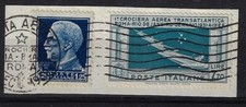 1930 Italia Regno Posta Aerea Crociera transatlantica Balbo 7,70 usato frammento