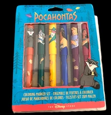 Vintage Pocahontas Coloring Marker Set New Disney Set 6 Disney Store Rare 90s