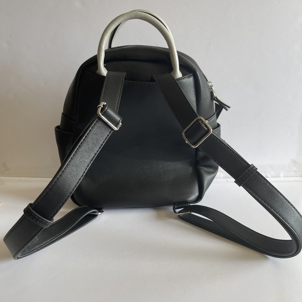 True Religion Backpack Purse Black Zip Pockets Stud Logo NWT 