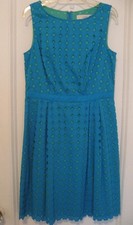 Ann Taylor Loft Dress Sleeveless Blue/Green Cutout Fabric Size 2 NWT