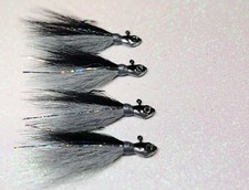 4 Ghost Minnow Bucktail Hair Jigs 1/4 th oz for Walleye, Bass, Crappie, Northern