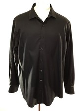 KENNETH COLE Reaction Regular Fit Black Dress Shirt sz 17 34/35 100 Cotton