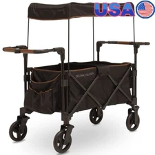Hercules Stroller Wagon 2 Kids Folding All-Terrain Wagon W/ Cup Holders Canopy