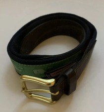 Vineyard Vines Men 30 Canvas Club Belt Whale Logo Green Red Brown Leather