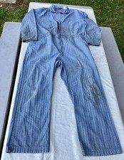 Vtg Walls Master Made 46 Regular Coveralls Blue Herringbone Pattern Multi Pocket
