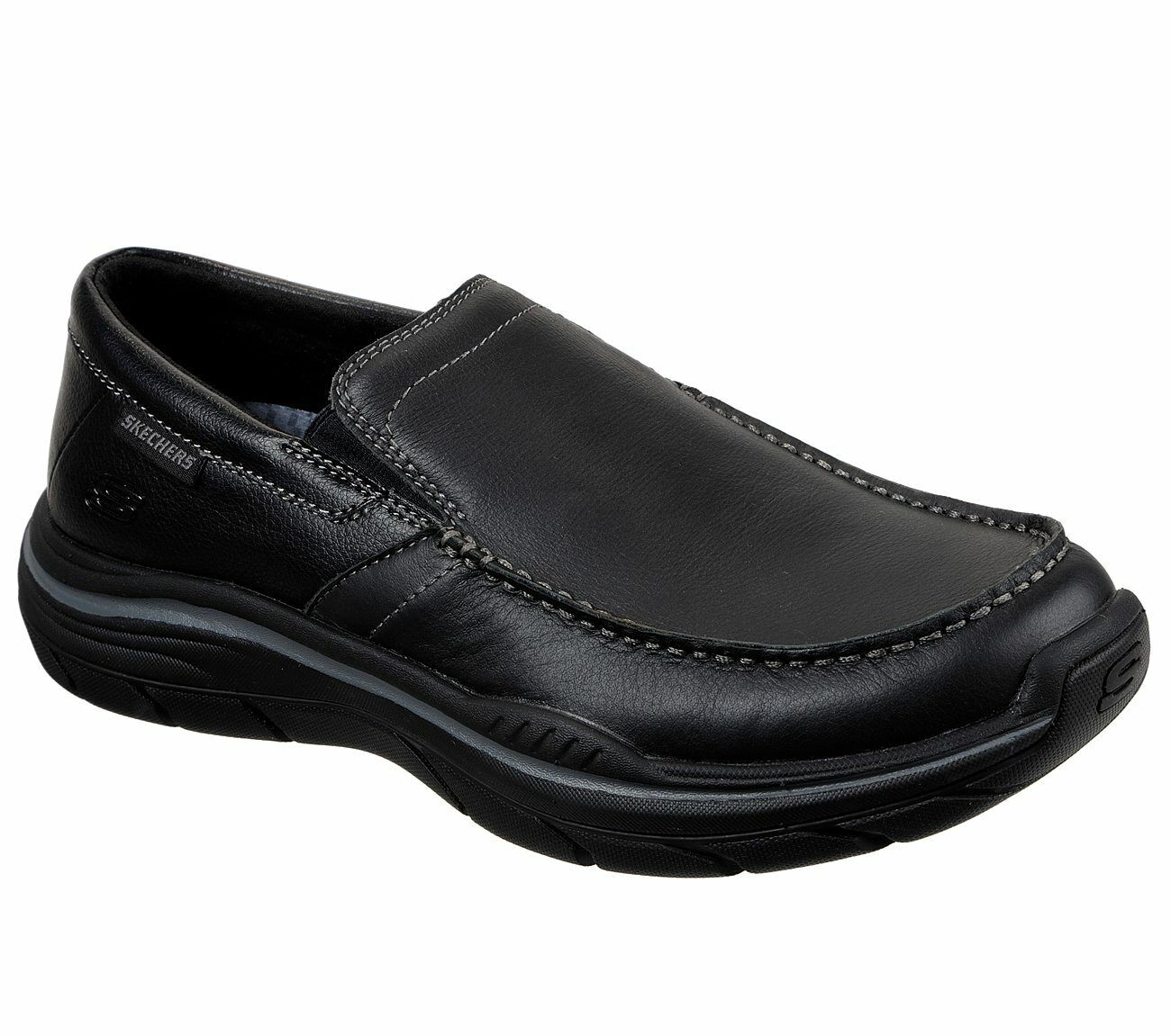 Skechers Black Shoes Men Memory specialty shop Foam Leat Slip Comfort On Casual Max 78% OFF