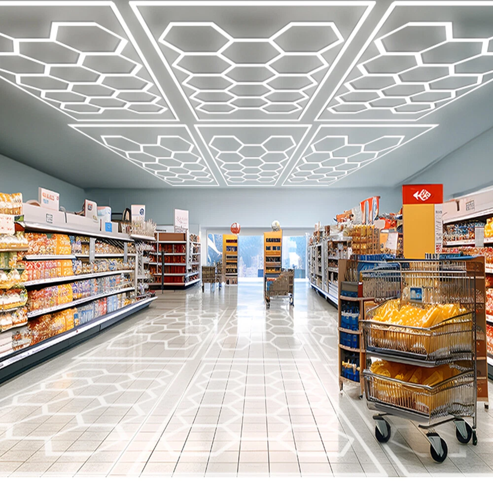 14 Hexagon LED Lighting Detailing Garage Workshop Retail Showroom Ceiling Light