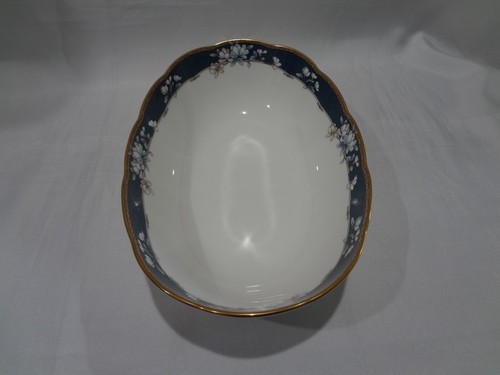 Noritake China Sandhurst - 9" Oval Serving Bowl - Multicolor Floral on Blue Band - Picture 4 of 9