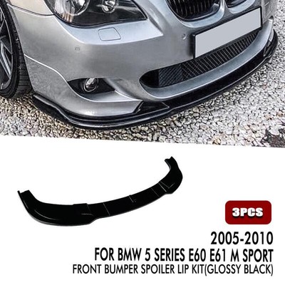 For BMW 5 Series E60 E61 M Sport 2005-2010 Auto Front Bumper Spoiler Lip Black