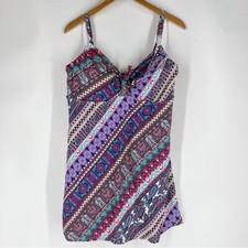 NEW Swimsuits for All Size 16 Geometric One Piece Dress Swimsuit Tummy Control